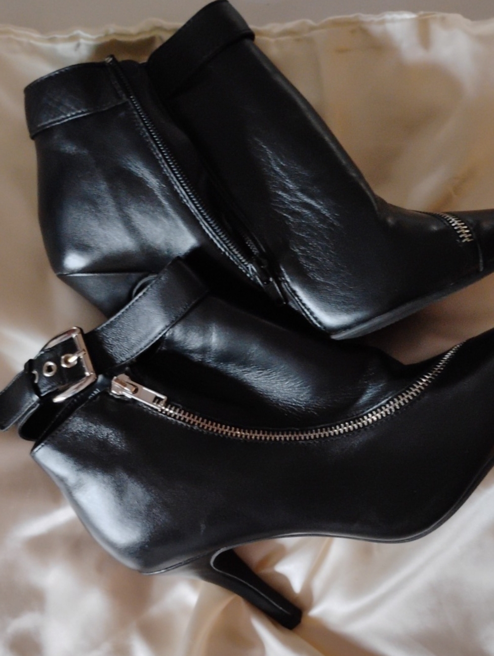 Lane Bryant Black Leather-Look Ankle Booties with Side Zipper
